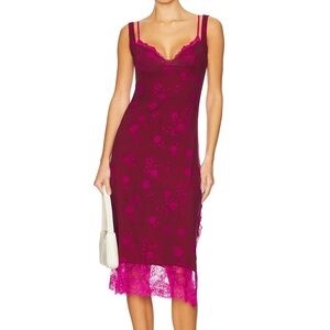 NWT Free People Lace Party Crasher Midi Dress in Plum